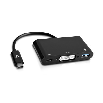 Adaptateur USB-C (M) vers 1XDVI-D 1XUSB3 1XUSB-C Noir [3932613]